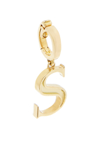 English Letter S Charm, 18k Yellow Gold